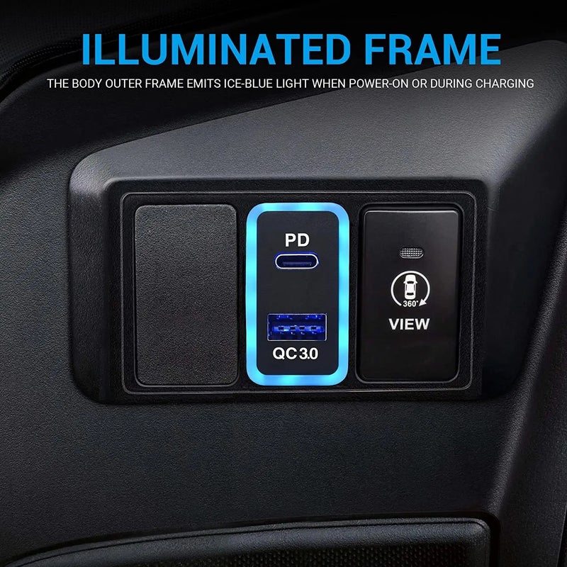 Bluejw Dual USB Ports QC3.0 & PD Type C Car Charger Socket for Toyota - Fast Automobile Charging Adapter - Image 5